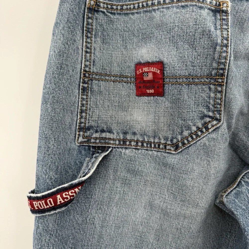 VTG US Polo Assn Shorts Mens 34 Blue Baggy Carpenter 12" Hammer Loop Hip Hop Y2K - Picture 5 of 8